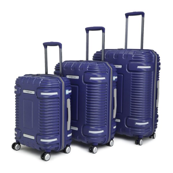 uppercase Ridge Set of 3 (S+M+L) Hardsided Polycarbonate Luggage, 8 Wheel Eco Trolley Bag with TSA Lock and Anti Theft Zippers, Travel Suitcase for Men and Women (Marine Blue)