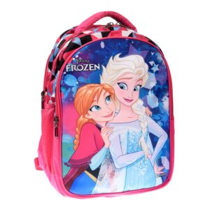 Kuber Industries School Bag For Girls, Boys|Disney Frozen Print Kids School Bag|3 Compartment With Durable Zip (Pink)