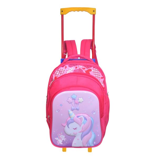 Wing School Bags Kids Hardshell Unicorn Theme Trolley Back Pack Pink &Multicolor with Unique Design – Height 18 Inches Trolley Bag Pack (Apt for 5-10 Yrs Kids)