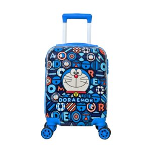 HARSEHAJ PRODUCTS Stylish Polycarbonate, 360° Rotating Wheels Doremon Printed Pattern & Extra Light Weight Kids Trolley Bag (16 Inch)