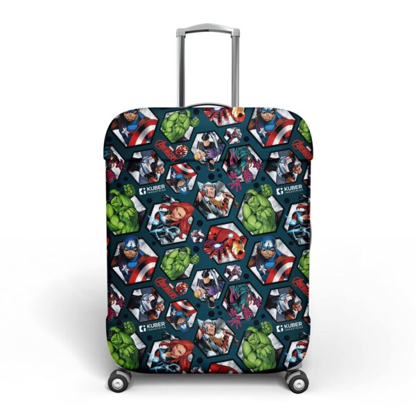 Kuber Industries Marvel Avengers Luggage Cover|Polyester Travel Spinner Suitcase Cover|Washable|Stretchable Spinner Suitcase Protector|18-22 Inch|Small (Blue),H-55Cm