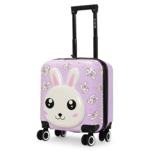 Nasher Miles Tic Tac Toe Polycarbonate Hard-Sided Cabin Luggage for Kids Purple 44cm|17inch Kids Trolley Bag |Zoo Rabbit