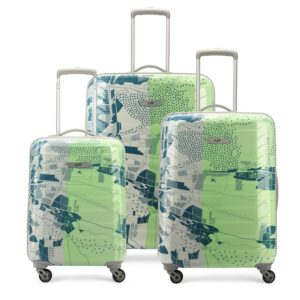 Skybags Tooper Set of 3 (Cabin+ Medium+Large) Hard Luggage (55+65+75 cm) | Polypropylene Luggage Trolley with 8 Spinner Wheels|Green|Unisex