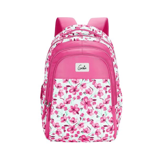 Genie Camellia 27 litres Pink School Backpack (17 inch, Water Resistant)