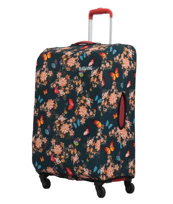 BIGWING Floral Polyester Fabric (20′ Inch) Small Protective Soft Luggage Trolley Bag Cover (Only for Fabric Trolley Bag)