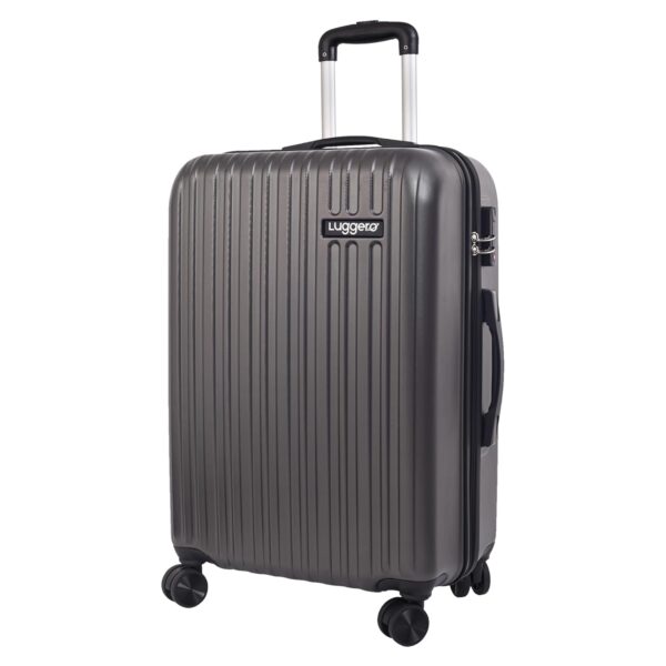 Luggero- CLASSIC Light-Weight & Durable Polycarbonate DARK GREY Unisex Hard Luggage| Medium – 65cm|8 SMOOTH SPINNER TPV Wheels Outer Combi Lock | Single Zip, Inner Zip, Service Zip| Trolley Bag