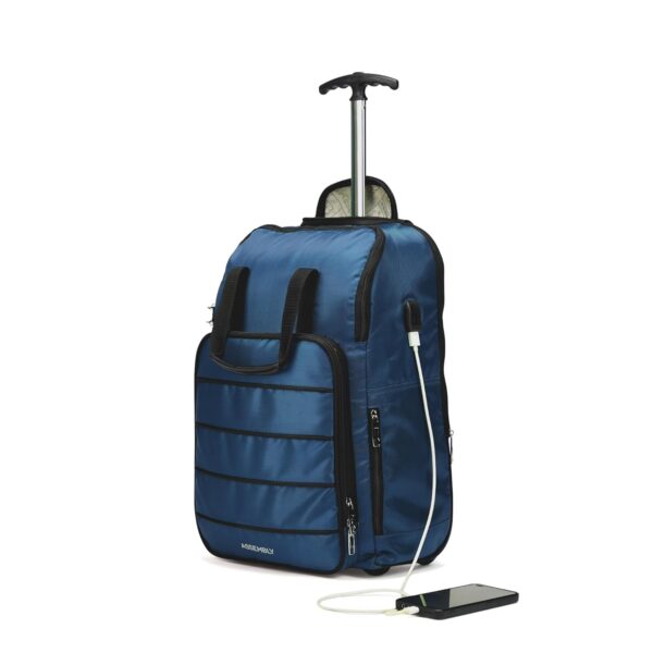 Assembly Laptop Trolley Backpack with USB Charging Port – Laptop Roller Case For Office Travel | Unisex One Day Travel Bag With Wheels – 30 Litres Blue