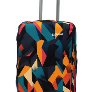 BIGWING Protective Cover in Polyester Fabric with Abstract Print Multicolour | 24′ Inch Medium Size | Hard Luggage Trolley Bag (Fitts Only On Fiber – Plastic Trolley Bag)