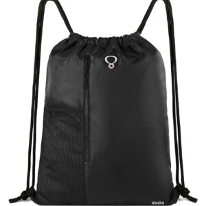 ALASKA® Drawstring Backpack Sports Gym Bag Large Size (16 Inch x 20 Inch) for Women & Men, Large Size With Two Zipper Pockets and Water Bottle Mesh Pocket.