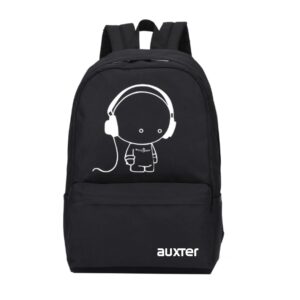 AUXTER Polyester Music 15 Ltrs Casual School Bag College Backpack for Boys and Girls (Black)