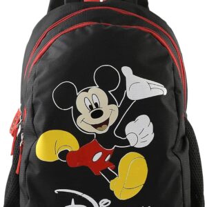 Heart Home Polyester Waterproof Disney Mickey Mouse Print Backpack|Sturdy School Bag For Kids,14 Inch (Black)