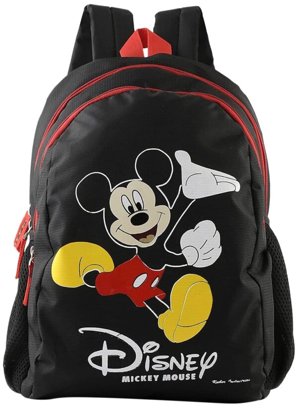 Heart Home Polyester Waterproof Disney Mickey Mouse Print Backpack|Sturdy School Bag For Kids,14 Inch (Black)