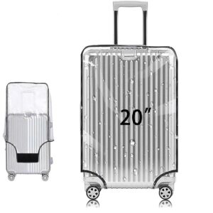 R Radiant Bag 20 Inch Cover for Hard Luggage Trolley Bags Transparent Protective Covers PVC Fabric Waterproof Clear Suitcase Cover Protectors Travel Dustproof Luggage Sleeve Protector 40mm Thickness