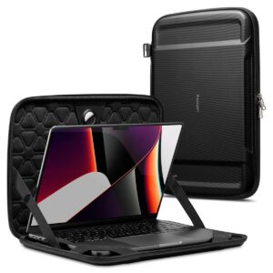 Spigen Rugged Armor Pro Hard Shell Protective Laptop Sleeve Compatible with New MacBook Pro 16 inch M3 Pro/M3 Max 2023 and MacBook Air 15 inch M2 2023, MacBook Pro 16 inch M2/M1 Pro/Max – Black