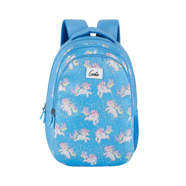 Genie Unicorn School Bag for Girls, Blue Backpack for Women,compartments Water Resistant Stylish and Trendy College Backpacks for Girls