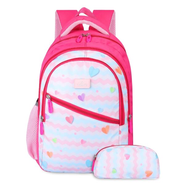 THE CLOWNFISH Brainbox Series Printed Polyester 30 L School Backpack with Pencil/Staionery Pouch School Bag Front Cross Zip Pocket Daypack Picnic Bag For School Going Boys & Girls