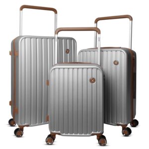 REDHORNS Trolley Bags for Travel Set of 3 Suitcase Polycarbonate Cabin, Medium, Large Trolley Bag Set, Luggage Set/Suitcase Set with 8 Spinner Wheels & TSA Lock, (20″, 24″, 28″) – Silver