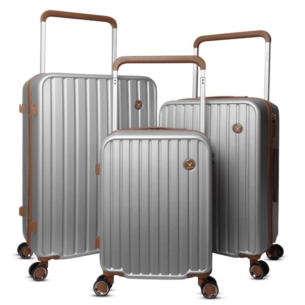 REDHORNS Trolley Bags for Travel Set of 3 Suitcase Polycarbonate Cabin, Medium, Large Trolley Bag Set, Luggage Set/Suitcase Set with 8 Spinner Wheels & TSA Lock, (20″, 24″, 28″) – Silver