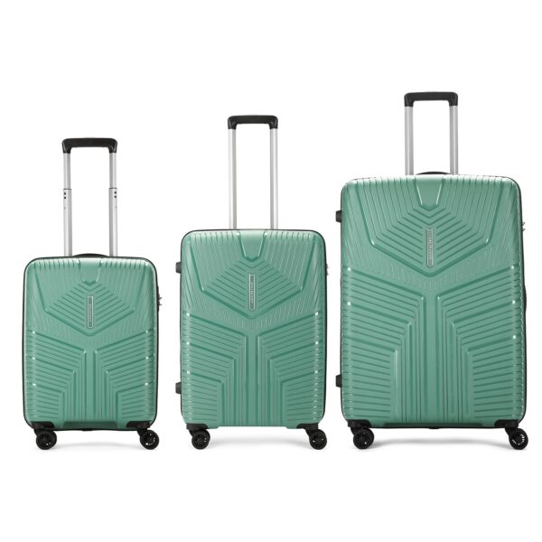 Aristocrat Prime 55, 66 & 75 Cm Polycarbonate Hard-Sided 4 Wheels Spinner Luggage Set of 3 Trolley Bags for Travel with Combination Lock (Green) 7 Years Warranty