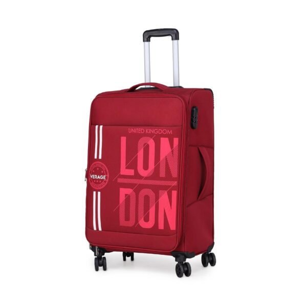 Verage Moscow 70 cm Soft Sided Large Check in Expandable Suitcase Luggage Bag with Telescopic Trolley and 360 Spinner 8 Wheels (Red, 24 Inch)