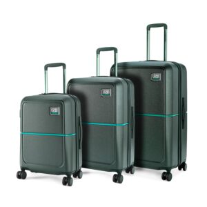 Urban Jungle by Safari Trolley Bags Set of 3, Hardside Polycarbonate Suitcase with USB Charging Port, 8 Wheels and TSA Lock Travelling Luggage for Men & Women | Caliber Collection, Forest Green