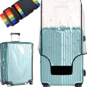 NUDFSY Suitcase Covers for Trolley Suitcase, Trolley Bag Cover Cover with Colorful Straps, Clear Suitcase Cover Protectors Transparent Travel, Dustproof Luggage Cover.