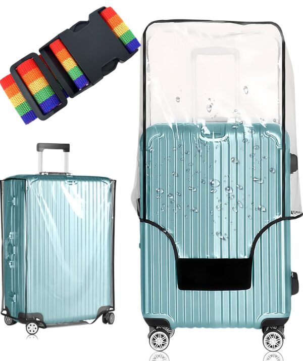 NUDFSY Suitcase Covers for Trolley Suitcase, Trolley Bag Cover Cover with Colorful Straps, Clear Suitcase Cover Protectors Transparent Travel, Dustproof Luggage Cover.