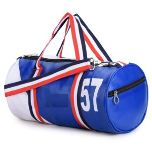 GROUPERS Duffle PU Leather BaglGym BagslAdjustable Shoulder Bag for MenlDuffle Gym Bags for MenlFitness BaglCarry BagslSports & Travel BaglSports KitlDuffle Bags Travel (Blue White)