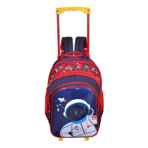 Happile Kids Hardshell Space Theme Trolley Back Pack Blue &Multicolor- Height 18 Inches Trolley Bag(Apt for 5-10Yrs Kids)