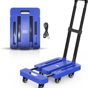 PRIFRA Platform Trolley for Heavy Weight Material Goods Carrying 150KG Heavy Duty Luggage Trolley for Home Office Warehouse & Industries Luggage Cart with 6 Wheels & 1 Ropes and Brake System (Blue)