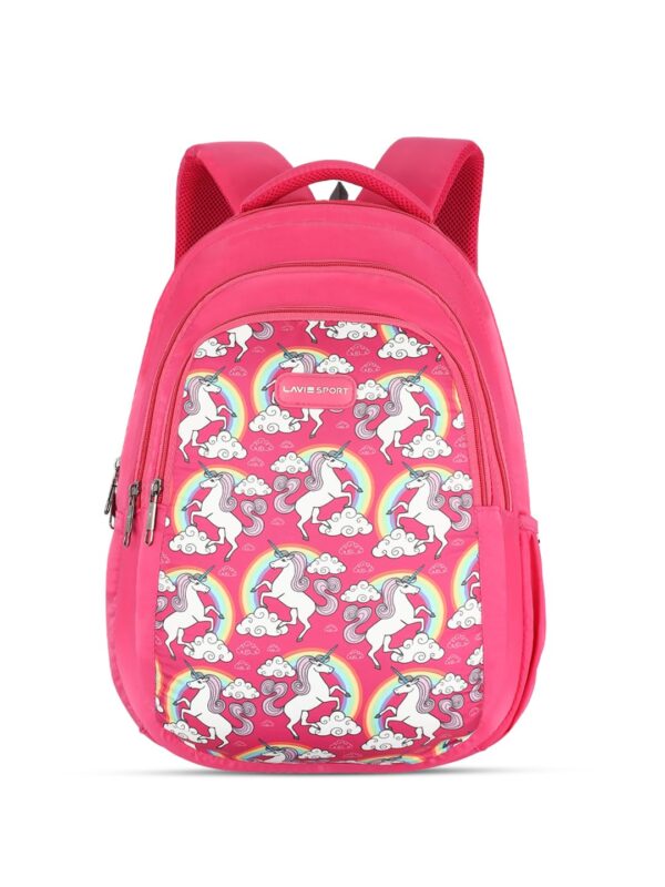 Lavie Sport 43cm Unicorn Rainbow Printed 26 litres School Backpack for Girls | Stylish and Trendy Casual Backpack