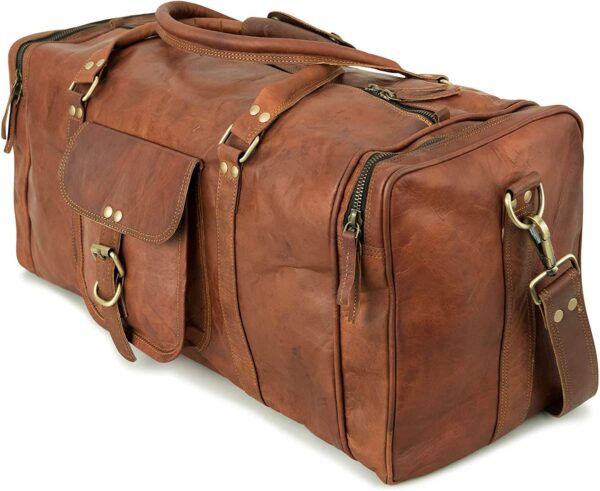 ZNT BAGS Vintage Leather Brown Duffle Travel Bag Handmade Unisex – Vintage Weekender Stylish Shoulder Luggage Bags for Gym Sports Cabin for Girl & Boy Men Women