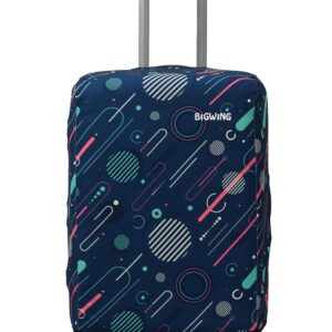 BIGWING Protective Cover in Polyester Fabric with Geometric Print for | 28′ Inch Large Size | Hard Luggage Trolley Bag (Fits Only On Fiber – Plastic Trolley Bag)