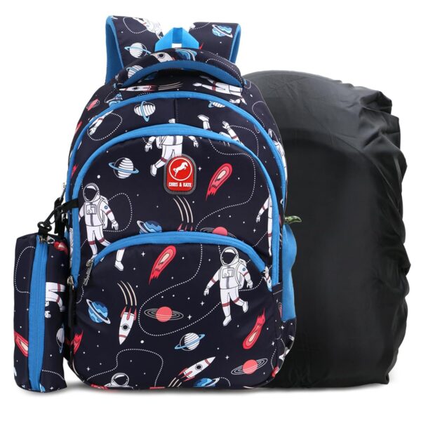 Chris and Kate Printed Fashionable School Bag for Boys, Girls and Unisex Kids, Suitable for Tuition, Picnics and Casual Outings with a Free Stationery Pouch and Rain/Dust Cover Backpack