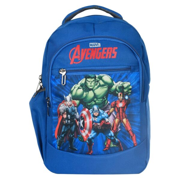 Kuber Industries Marvel Avengers School Bag for Kids|Stylish Backpacks for Kids|Rexine Waterproof Shoulder Straps Bag (Blue)