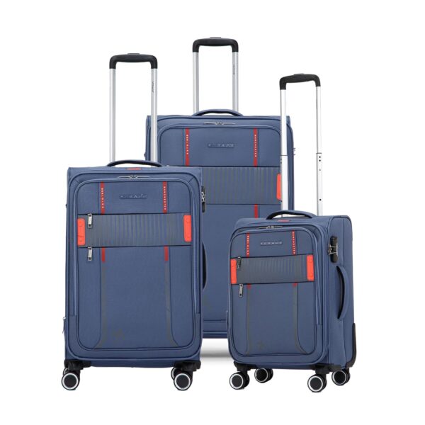 Verage Specter Family Set of 3 (Small Cabin + Medium Check-in + Large Check-in) Combo Space Grey Soft Sided Luggage Trolley Bag for Travel with Expandable & Anti Theft Zipper Spinner Wheels Suitcase