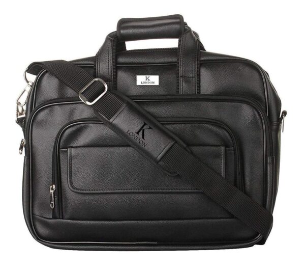 K London Black Artificial Leather Handmade Men Women Laptop Bag Cross Over Shoulder Messenger Bag Office Bag (1102_Black)