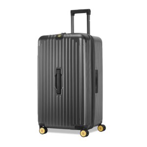 EUME Trunk Check-In Medium Plus 8 Spinner Wheels Hard Case Luggage 66 Cm Trolley Bag Expandable To 74 Cm For Travel|German Bayer Polycarbonate (Pc) 8 Silentrun Wheels Suitcase (Volcanic Grey)