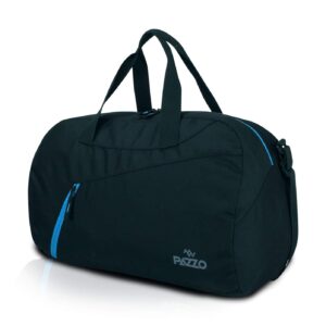 PAZZO Polyester Trance Medium 44L Water Resistant Duffle Bag (Black and Blue)