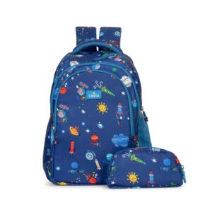 THE CLOWNFISH Scholastic Series Printed Polyester 30 L School Backpack with Pencil/Staionery Pouch School Bag Daypack Picnic Bag For School Going Boys & Girls