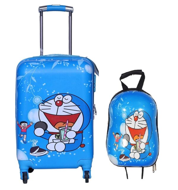 DPARANI Kids Cartoon Print 16 inches Doraemon Cartoon Print Polycarbonate Boy’s Suitcase/Trolley Bag and 13 inches Hardshell Bag for Kid’s and Girls/Boys