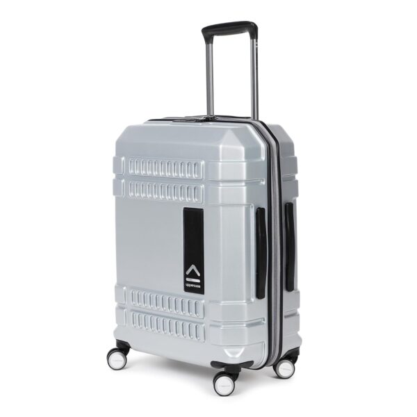 uppercase Polyester Bullet (Medium) 66 Cms|Check-In Inline Trolley Bag|Hardshellsided Luggage Anti-Scratch 8 Wheel Luggage|Tsa Lock&Anti-Theft Zippers|Suitcase For Men&Women (Silver)