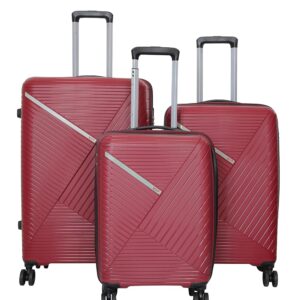 VIP 3 Pc Set 55 Cms, 65 Cms & 77 Cms Small, Medium & Large Polypropylene (PP) Hard Sided 8 Spinner Wheels Luggage/Trolley Bag with, Organizer and 5 Years International (Maroon)