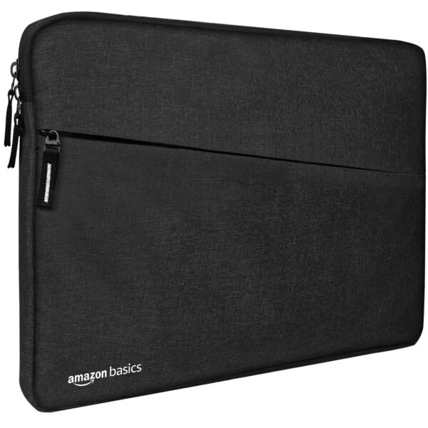 Amazon Basics Laptop Bag Sleeve Case Cover Pouch for Men & Women | 14.1 Inch Laptop/MacBook, Office/College Laptop Bag | Side Handle | Multiple Pockets | Water Repellent | Shock Absorber (Black)