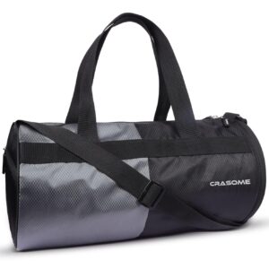 Crasome Gym Bag for Men and Women with Shoe Compartment and Shoulder Strap – Sports Duffle Kit Bag for Gym (Black and Grey)