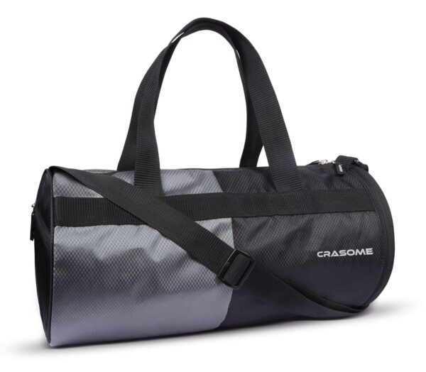 Crasome Gym Bag for Men and Women with Shoe Compartment and Shoulder Strap – Sports Duffle Kit Bag for Gym (Black and Grey)