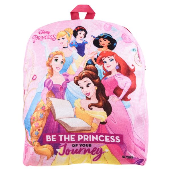 Kuber Industries Disney Princess Backpack | 2 Compartment Velvet School Bag | School Bag for Kids | Kids School Backpack | Backpack for School | Pink