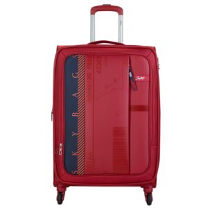 Skybags Polyester Softsided Check-in Luggage 70.5 Cm Polyester Soft 4 Spinner Suitcase (Red, Stairw71Crd)