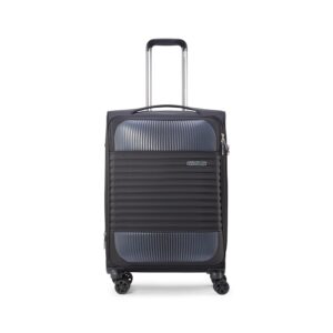 American Tourister Polyester Amt Fornax Sp77Cm Large TSA Jt.Bk Soft Side Spinner Trolley Bag with TSA Lock, and 8 Smooth Gliding Wheels and Garment Suiter,Laundry Bag and Shoe Bag,77.5 Cm,Black