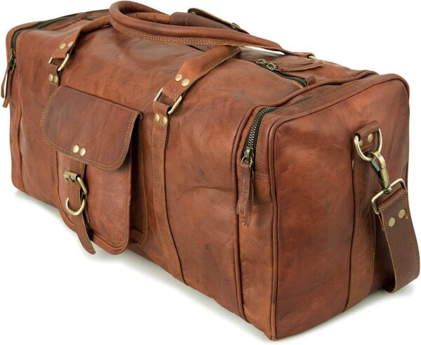 Znt Bags Real Pure Handmade Leather Luggage Bag 22 inches Vintage Look Unisex Duffle Crafted Travel for Gym Sports Cabin Bags Men Women Girls Boys (Urban Explorer)